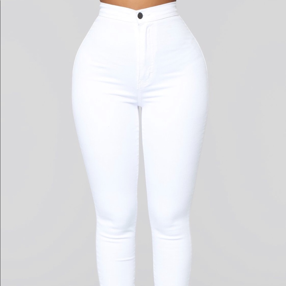 Fashion Nova White Super High Waist Denim Skinnies